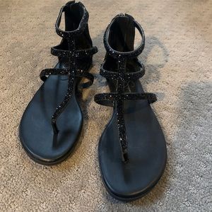 Jessica Simpson Black Shimmer Sandals 6.5